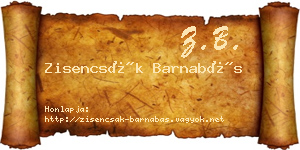 Zisencsák Barnabás névjegykártya